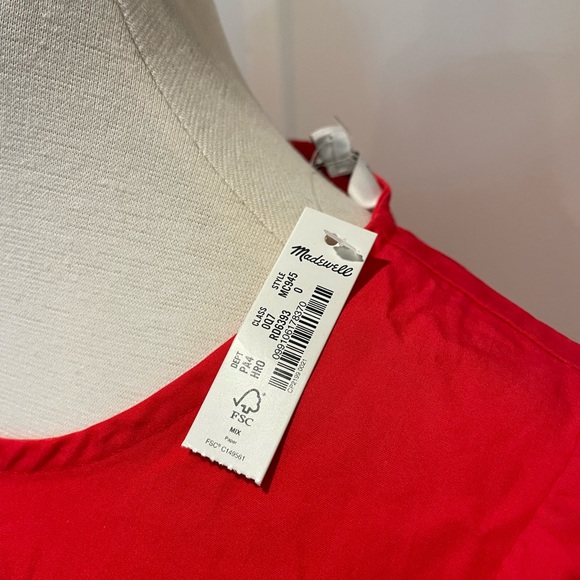 Madewell Poplin Dress Size 0 Red - Picture 10 of 14